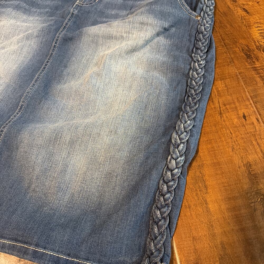 Est 1946 Denim Braided Hem Maxi Skirt/Back Split Size-16 Classic Western